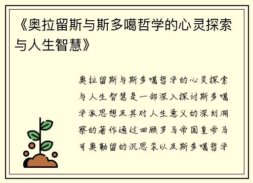 《奥拉留斯与斯多噶哲学的心灵探索与人生智慧》